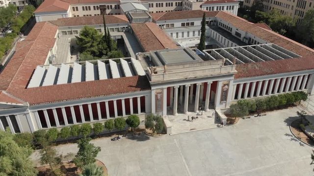 Drone view of The National Archaeological Museum of Athens, Greece