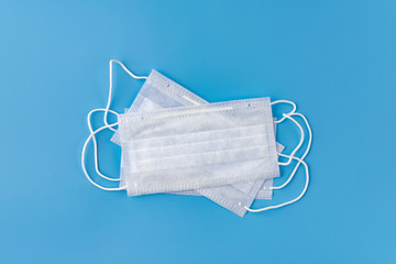 Close-up view of protective medical face masks. Mask for protection against influenza, coronavirus,...