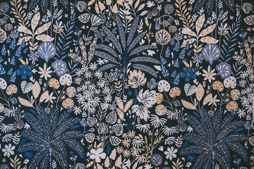 Arrière plan motif floral bleu beige vintage