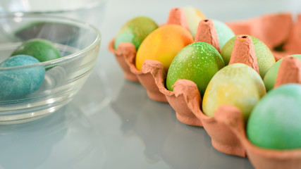 Easter Egg Cracking Tradition. Children cracking colorful Easter eggs