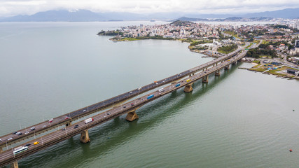 Aerial view of the bridges of Florianópolis city - Brazil