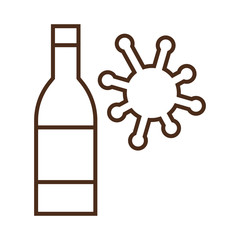 Vector linear icon of vodka and virus