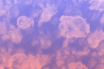 Watercolor digital pink and purple cloudy sunset