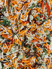 lots of frozen vegetables for cooking salad background