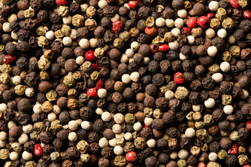 Pepper mix, black white and red peppercorns