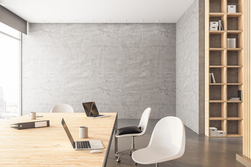 Luxury conference room interior with city view