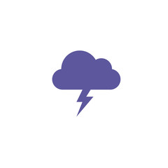 Weather pictogram. Forecast icon. Cloud with thunder symbol. Rainstorm coming with lightning.