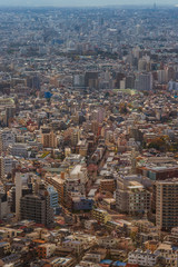 Fototapeta premium Tokyo endless suburbs, a wall of concrete buildings. View of Shinjuku, Nagano e Suginami district from above