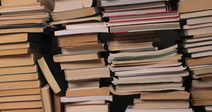 Pile of book with in the attic, camera pushing in