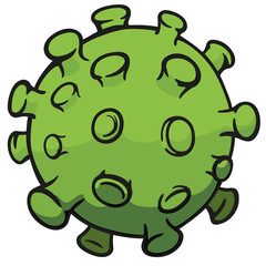 Cartoon illustration Corona Virus a microorganism that makes people sick, COVID-19, H1N1. Idea for medical and institutional materials