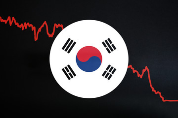 South Korea economic recession caused by coronavirus crisis and covid-19 outbreak. South Korean and...