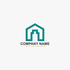 Home line logo design. Real estate illustration symbol. Outline the house icon vector.