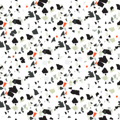 Vector terrazzo seamless pattern. Abstract textured background done from real broken small tile chips. Modern stone color pastel marble wallpaper for print and web.