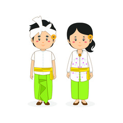 Couple Character Wearing Bali Traditional Dress