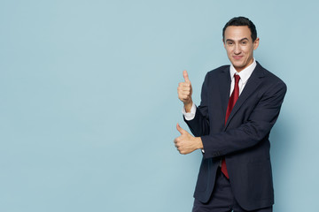 businessman pointing at blank board