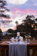MESA MERIENDA DESAYUNO ROMANTICA ROMANTICO CAMPESTRE TE  ATARDECER 