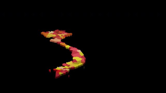 Map Vietnam 3D - 3 Videos with transparency