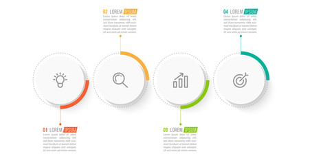 Minimal Business Infographics template. Timeline with 4 steps, options and marketing icons .Vector linear infographic with four conected elements. Can be use for presentation.