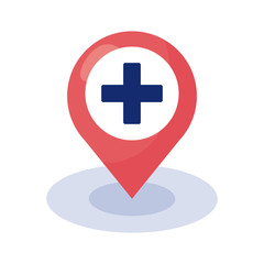 Obraz premium medical cross symbol in pin location detaild style