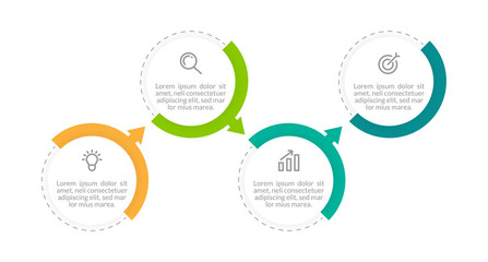Minimal Business Infographics template. Timeline with 4 steps, options and marketing icons .Vector linear infographic with four conected elements. Can be use for presentation.