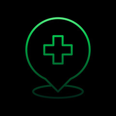 Pin hospital nolan icon. Simple thin line, outline vector of medical icons for ui and ux, website or mobile application