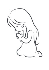 kid praying vector drawing cartoon