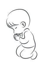 kid praying vector drawing cartoon