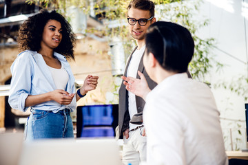 Business colleagues are discussing something at work