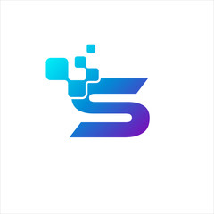 Vector Letter S logo design concept, Technology and digital abstract dot connection cross. vector illustration