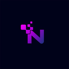 Vector Letter N logo design concept, Technology and digital abstract dot connection cross. vector illustration
