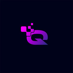Vector Letter Q logo design concept, Technology and digital abstract dot connection cross. vector illustration
