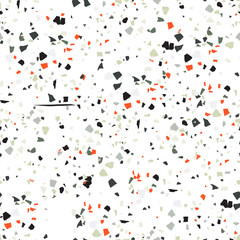 Vector terrazzo seamless pattern. Abstract textured background done from real broken small tile chips. Modern stone color pastel marble wallpaper for print and web.