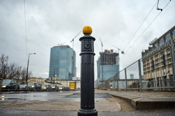 Fototapeta na wymiar Street pole at the Warsaw.