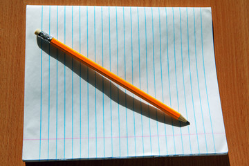 pencil and notebook in the school