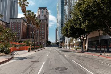 empty streets in Downtown Los Angeles cause the  coronavirus pandemic emergency