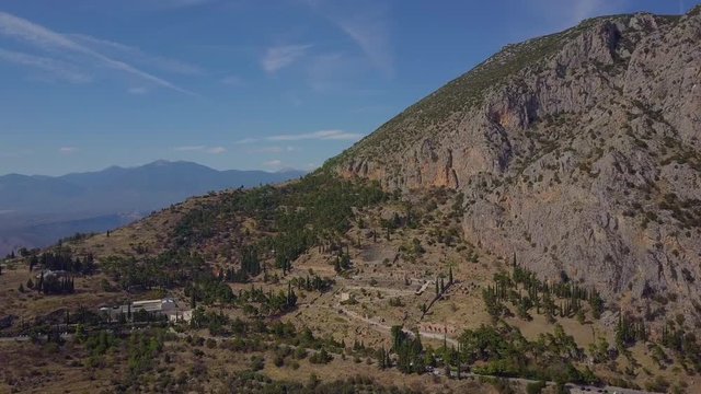 Aerial view of Delfos ruins in Greece