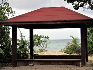 gazebo in the park along the water