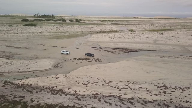 Aerial Image of car ride through to between Jericoacoara and Prea, on the coast of Ceara, Brazil