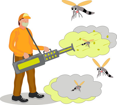 Illustrations Of Disinfectants Fogging To Kill Insect