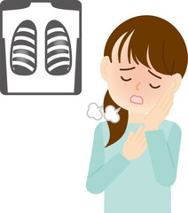 肺炎の疑いの女性