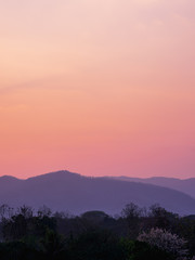 atmosphere before the sun rises on the mountain.
