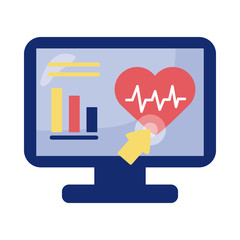 desktop with heart cardio health online detaild style