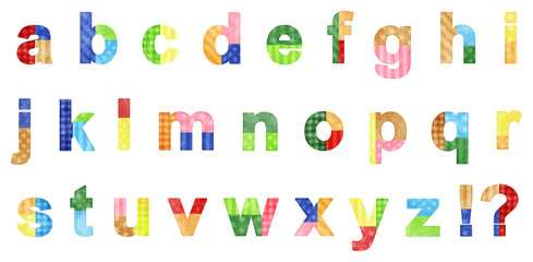 watercolor patchwork colorful alphabet (vector)