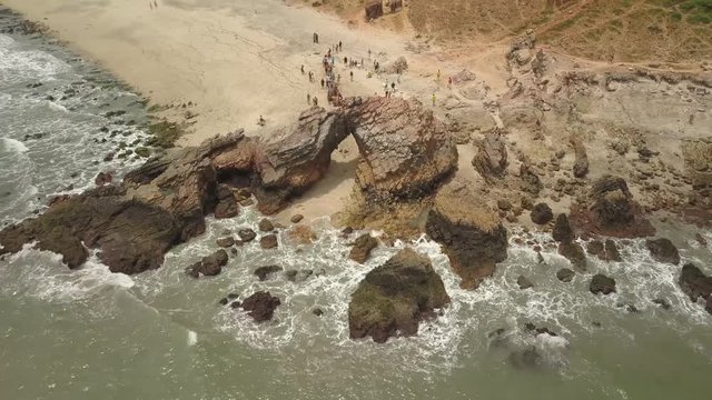 Aerial Image of Pedra Furada (holed stone) in Jericoacoara, Ceara, Brazil