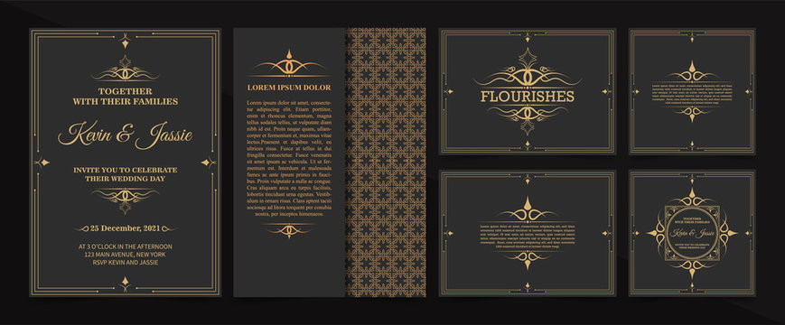 collection Invitation card vector design vintage style