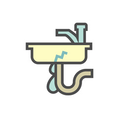 Water leak and repair work vector icon design for home problem graphic design element, editable stroke.