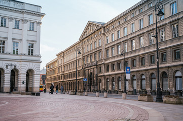 Street in the old town in Warsaw, Poland