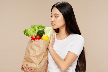 young woman with fruit