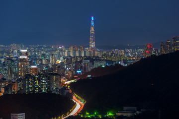Fototapeta na wymiar Seoul City Skyline at Night,South Korea.