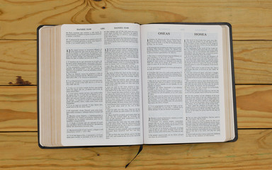 open bilingual bible book on Hosea, Spanish and english 